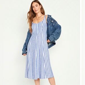 Old Navy Fit & Flare Linen Blend Midi Dress - Size M